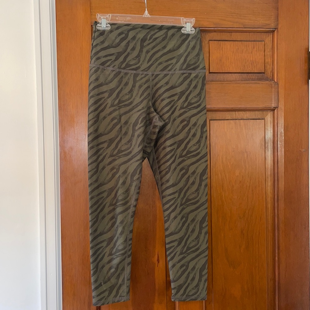 Army green patterned leggings